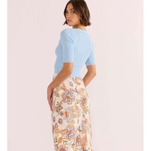 NWT MINKPINK ODESSA KNIT TEE Sky Blue Ribbed Crop Top